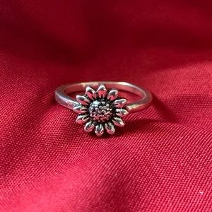 Sunflower sterling silver ring